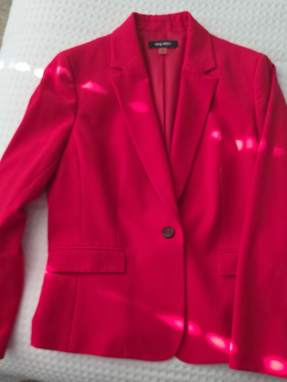 Nine West Bright Red Single-Button Suit Size 10 Blazer Size 4 Pants